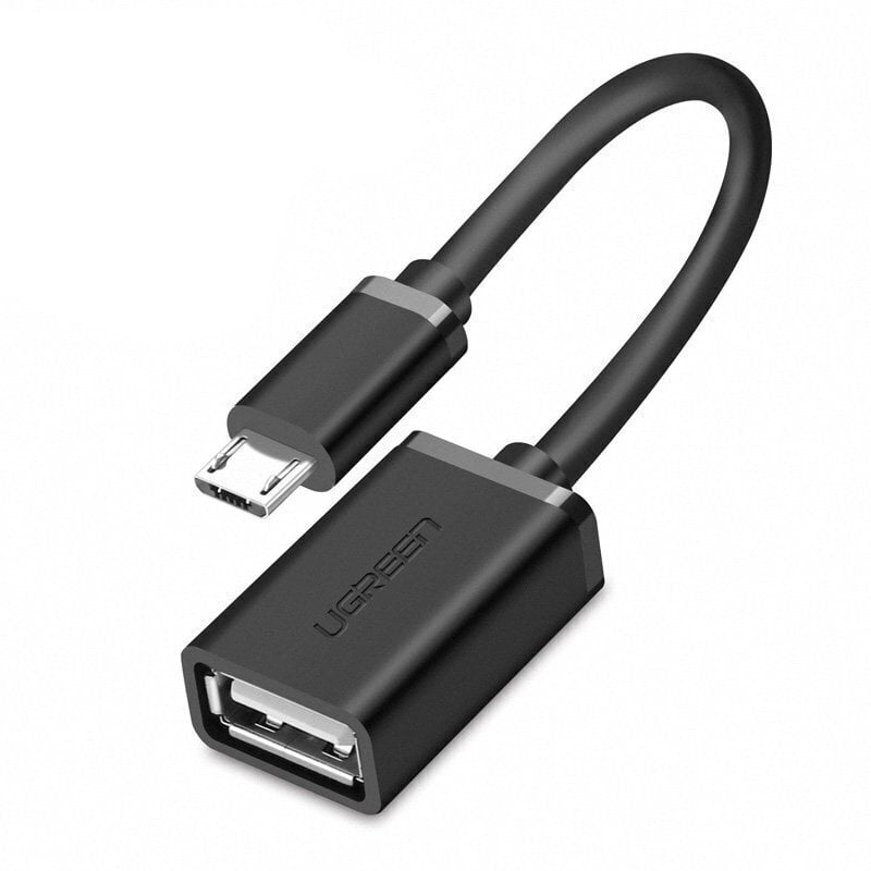 Adapter Ugreen USB (female) - micro USB (male) OTG 12 cm USB 2.0 480 Mbps, must (US133 10396) hind ja info | Mobiiltelefonide kaablid | hansapost.ee