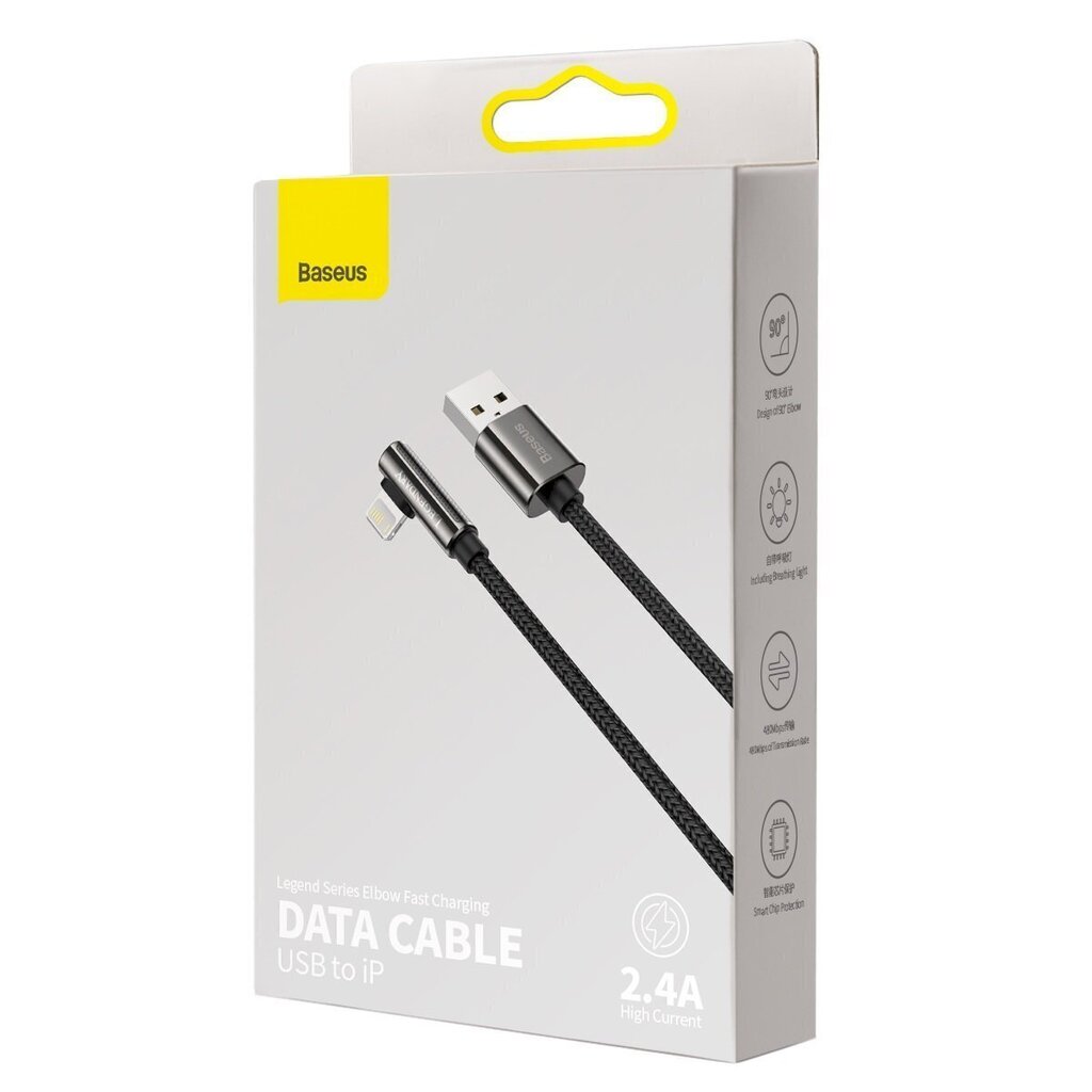 Cable USB to Lightning Baseus Legend Series, 2.4A, 2m (black) цена и информация | Mobiiltelefonide kaablid | hansapost.ee
