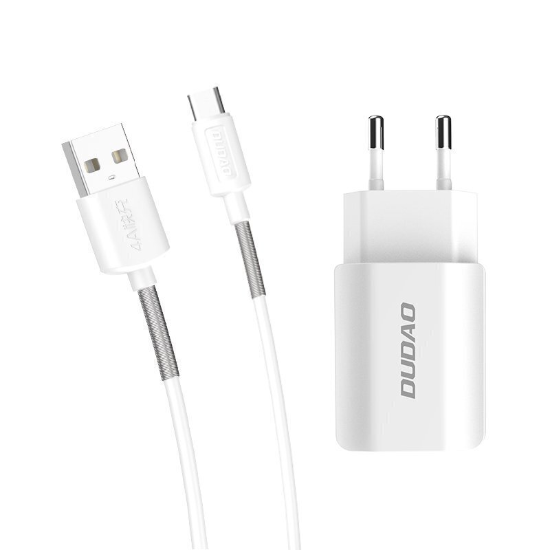 Telefonilaadija Dudao 2x USB Home Travel EU 5V/2.4A (A2EU + Type-c) цена и информация | Laadijad mobiiltelefonidele | hansapost.ee