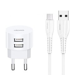 Usams US-T20 Set 2in1 Круглой формы Компактная Быстрая 2.1A Сетевая зарядка + USB на Lightning 1м Кабель Белый цена и информация | USAMS Мобильные телефоны, Фото и Видео | hansapost.ee