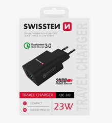 Зарядное устройство Swissten Premium 2x USB QC3.0 23Вт, черное цена и информация | Зарядные устройства для телефонов | hansapost.ee