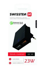 Зарядное устройство Swissten Premium 2x USB QC3.0 23Вт, черное цена и информация | Зарядные устройства для телефонов | hansapost.ee