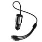 Autolaadija Dudao 3in1 USB 3,4 A Lightning / USB Typ C / micro USB kaabliga (R5ProN black) цена и информация | Laadijad mobiiltelefonidele | hansapost.ee