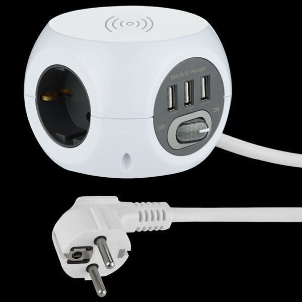 Nutikas pikendusjuhe Electraline 62079 laadijaga, 3 pistikupesa ja 3 USB, 1,5 m hind ja info | Pikendusjuhtmed | hansapost.ee