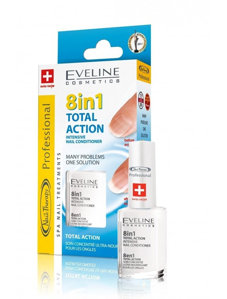 Küünte tugevdaja Eveline 8in1 Total Action Intensive 12 ml hind ja info | Küünelakid ja küünelakieemaldajad | hansapost.ee