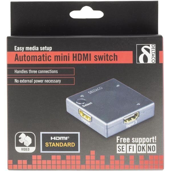 Adapter Deltaco HDMI-7002 (3 IN -> 1 OUT) цена и информация | USB adapterid ja jagajad | hansapost.ee