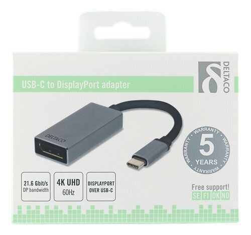 Adapter Deltaco USB-C - DisplayPort цена и информация | USB adapterid ja jagajad | hansapost.ee