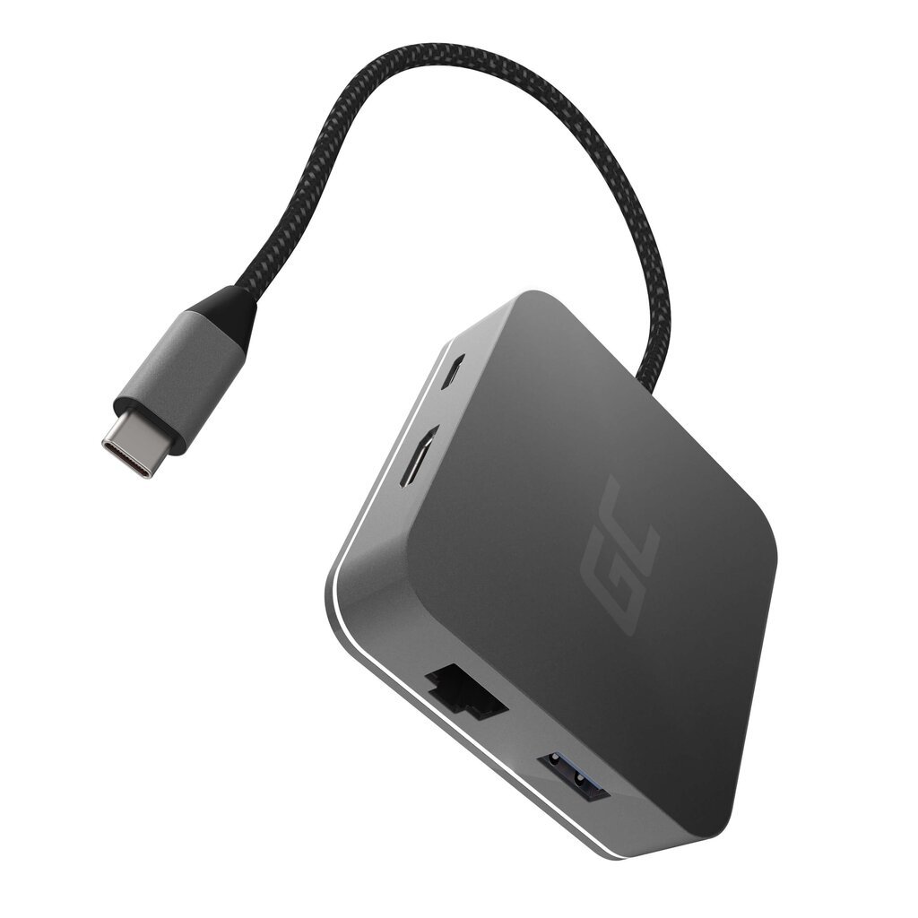 USB-jaotur Green Cell HUB2 USB-C, 3xUSB 3.0, Ethernet 1Gbps, HDMI 4K, DEX Nintendo Switch Apple hind ja info | USB adapterid ja jagajad | hansapost.ee