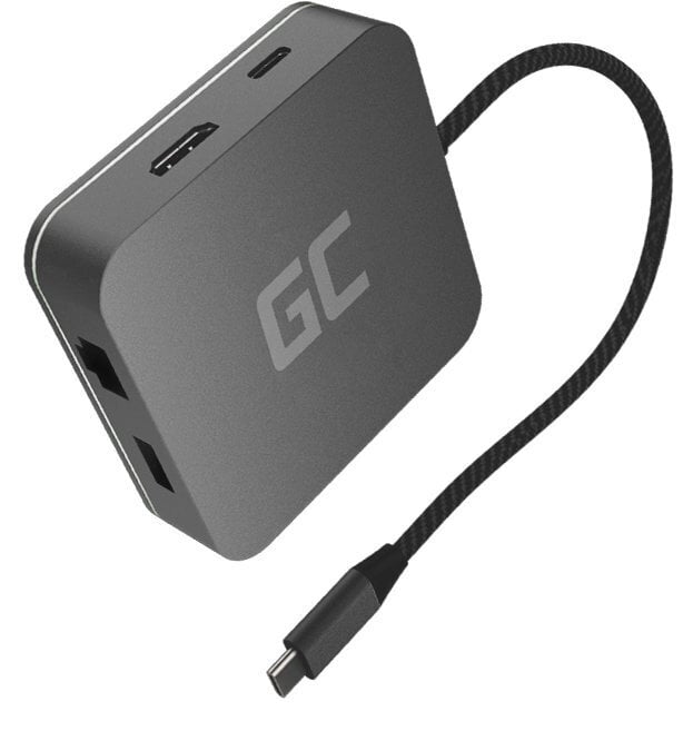 USB-jaotur Green Cell HUB2 USB-C, 3xUSB 3.0, Ethernet 1Gbps, HDMI 4K, DEX Nintendo Switch Apple цена и информация | USB adapterid ja jagajad | hansapost.ee