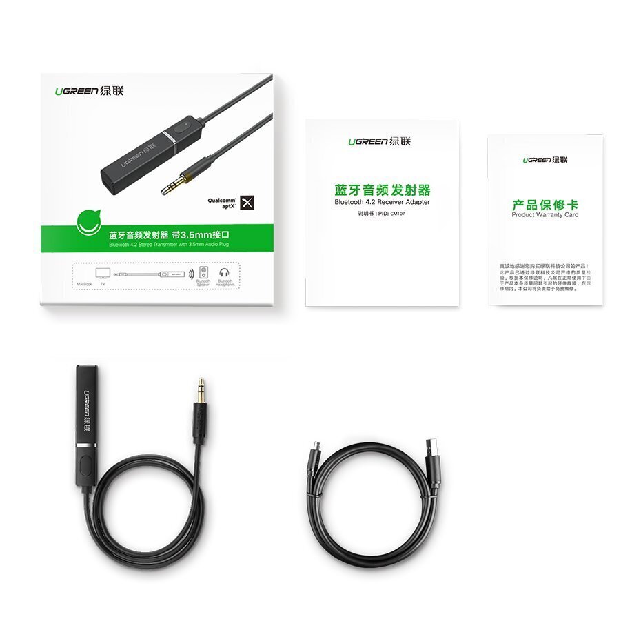 Ugreen CM107 Bluetooth 5.0 adapter, aptX, must цена и информация | USB adapterid ja jagajad | hansapost.ee
