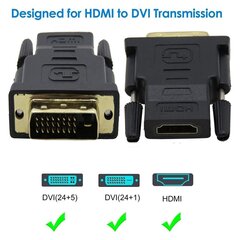 Универсальный адаптер RoGer HDMI > DVI, черный цена и информация | Адаптеры, USB-разветвители | hansapost.ee