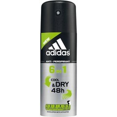 Meeste spreideodorant Adidas Cool & Dry 6 in 1 150 ml hind ja info | Deodorandid | hansapost.ee