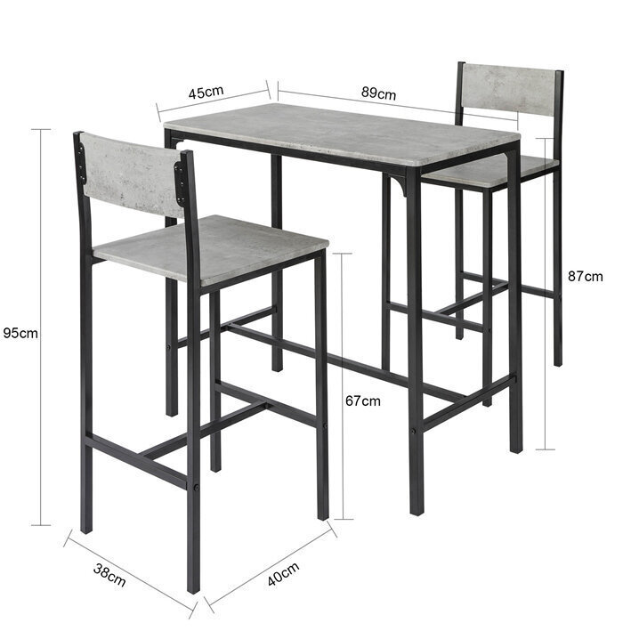 Söögitoa komplekt SoBuy OGT03-HG, hall/must цена и информация | Söögilauakomplektid | hansapost.ee