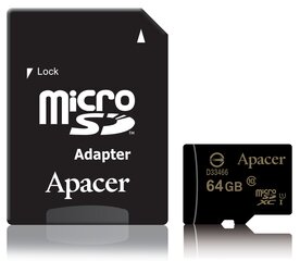 Apacer microSDXC Карта памяти UHS-I Class10 64GB + SD адаптер цена и информация | Карты памяти | hansapost.ee