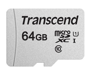 Mälukaart Transcend Micro SDXC 64GB W/ADAPT/UHS-I TS64GUSD300S-A hind ja info | Mälukaardid mobiiltelefonidele | hansapost.ee