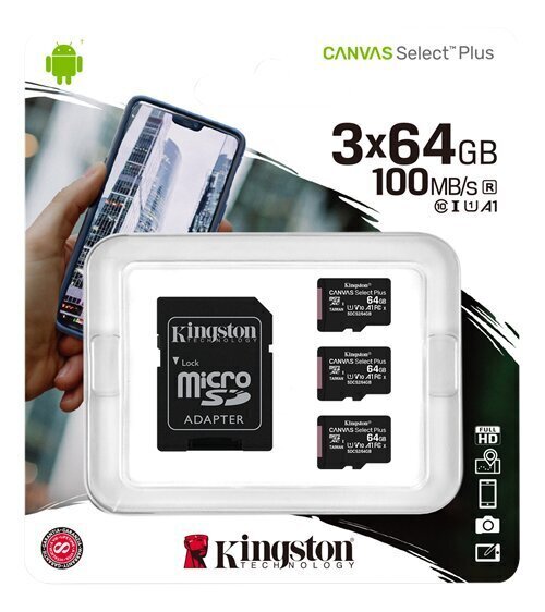 Kingston microSDHC 64GB (+ SD adapter) hind ja info | Mälukaardid mobiiltelefonidele | hansapost.ee