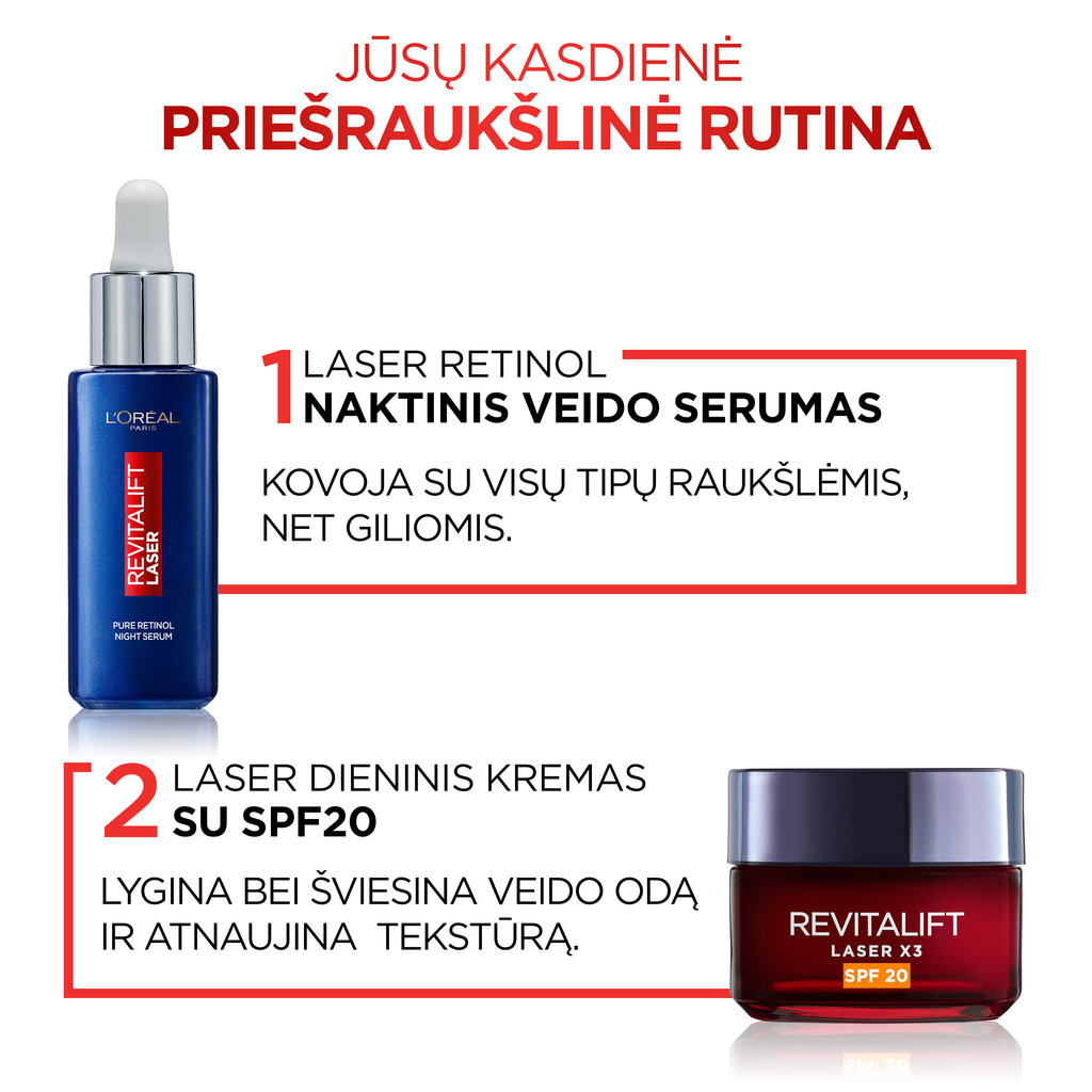 Puhta retinooli ööseerum L'Oreal Paris Revitalift Laser, 30 ml цена и информация | Näoõlid, ampullid ja seerumid | hansapost.ee