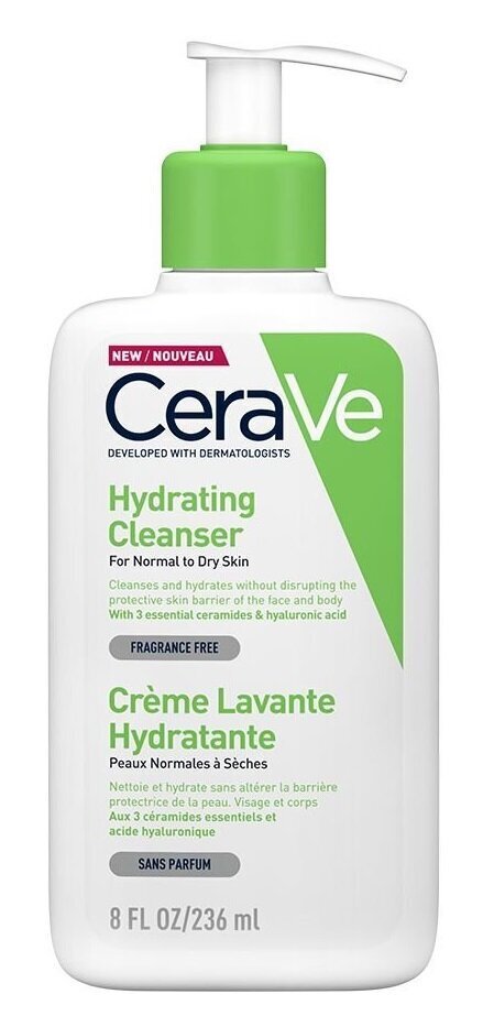 Kreem näo- ja kehapesuvahend CeraVe Hydrating Cleanser, 236 ml цена и информация | Näopuhastusvahendid | hansapost.ee