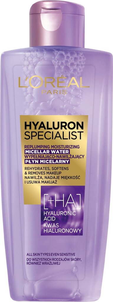 Niisutav mitsellaarvesi L'Oreal Paris Hyaluron Specialist, 200 ml hind ja info | Näopuhastusvahendid | hansapost.ee