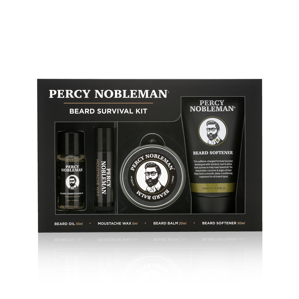Habemehoolduskomplekt Percy Nobleman's Beard Survival Kit, 4 toodet hind ja info | Raseerimisvahendid | hansapost.ee