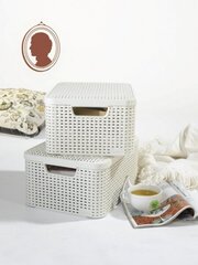 Коробка с крышкой Style M 39,3x29,3x18,7cм, кремовая цена и информация | Корзины и ящики для хранения | hansapost.ee