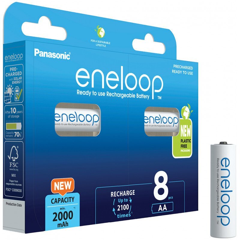 Panasonic eneloop aku AA 2000 8BP цена и информация | Patareid | hansapost.ee