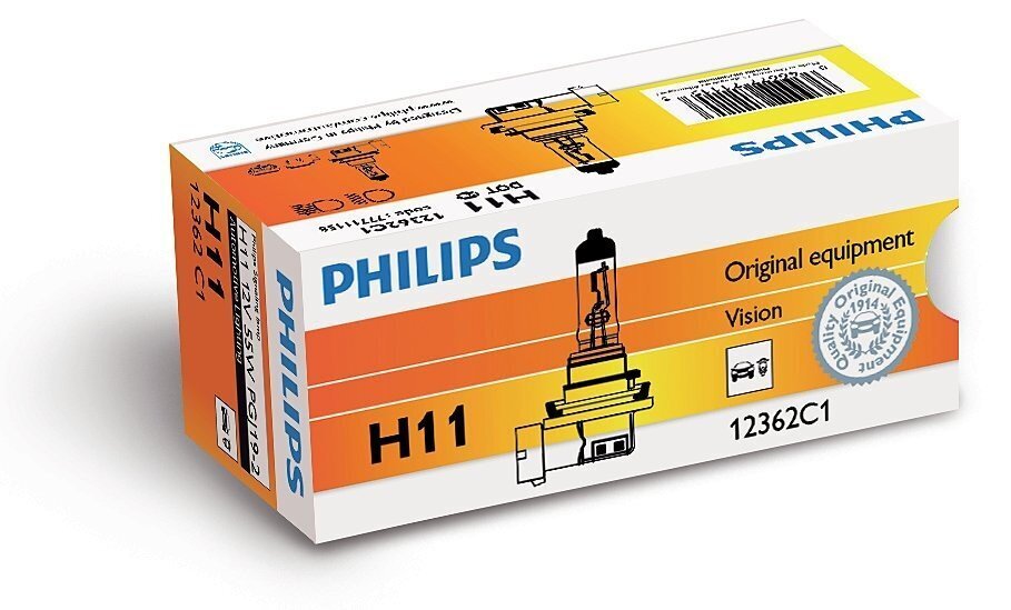 Pirn Philips H11 12V/55W +30% Vision, 1 tk цена и информация | Autopirnid | hansapost.ee