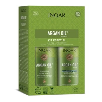 Niisutav juuksehooldustoodete komplekt argaaniaõliga INOAR Argan Duo Kit: šampoon 250 ml + palsam 250 ml price and information | Shampoos | hansapost.ee