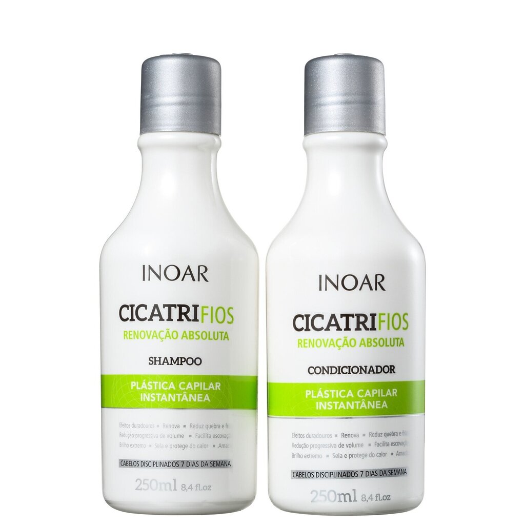 Kahjustatud juuksehooldusvahendite komplekt INOAR CicatriFios Duo Kit: šampoon 250 ml + juuksepalsam 250 ml цена и информация | Šampoonid | hansapost.ee