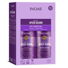 Kollast tooni eemaldav juuksehooldusvahendite komplekt INOAR Speed Blond Duo Kit: šampoon 250 ml + juuksepalsam 250 ml price and information | Šampoonid | hansapost.ee