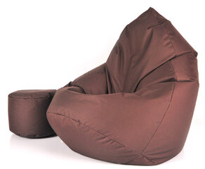 Кресло-мешок с пуфом Mega Comfort, гобелен, коричневое цена и информация | Кресла-мешки и пуфы | hansapost.ee