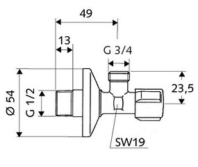 Kombineeritud ventiil pesumasinale Schell 1/2'' x 3/4'' цена и информация | Сантехнические соединения, клапаны | hansapost.ee