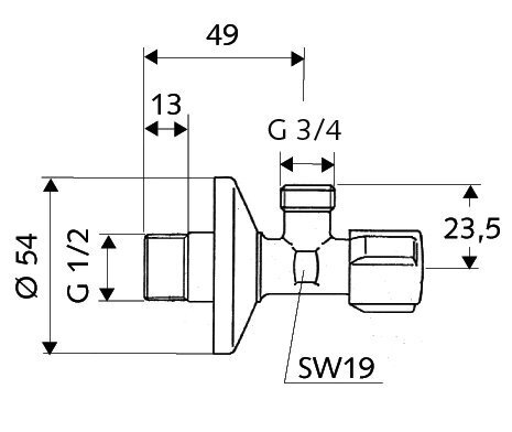 Kombineeritud ventiil pesumasinale Schell 1/2'' x 3/4'' цена и информация | Torude ühendused ja ventiilid | hansapost.ee
