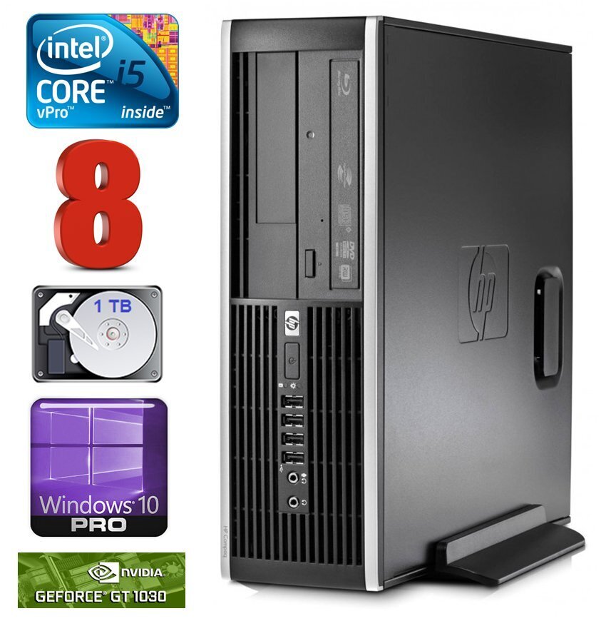 HP 8100 Elite SFF i5-650 8GB 1TB GT1030 2GB DVD WIN10Pro цена и информация | Lauaarvutid | hansapost.ee