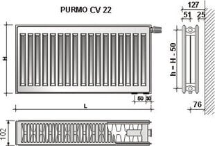 Радиатор Purmo VKO-22 600x1000 цена и информация | Радиаторы отопления | hansapost.ee