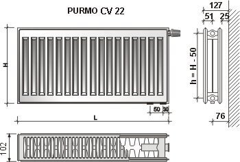 Radiaator Purmo VKO-22 600x1000 hind ja info | Radiaatorid ja konvektorid | hansapost.ee