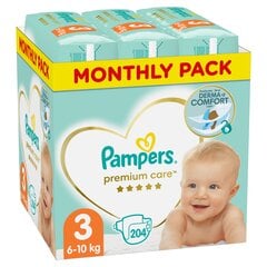 Mähkmed PAMPERS Premium Monthly Pack suurus 3, 6-10 kg, 204 tk hind ja info | Mähkmed, riidest mähkmed | hansapost.ee