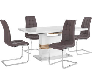 Комплект мебели для столовой Notio Living Pavlos 160 / Lola, белый / коричневый цена и информация | Комплекты мебели для столовой | hansapost.ee