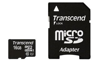 Mälukaart TRANSCEND MICRO SDHC 16GB CLASS 10 + SD ADAPTER hind ja info | Mälukaardid mobiiltelefonidele | hansapost.ee