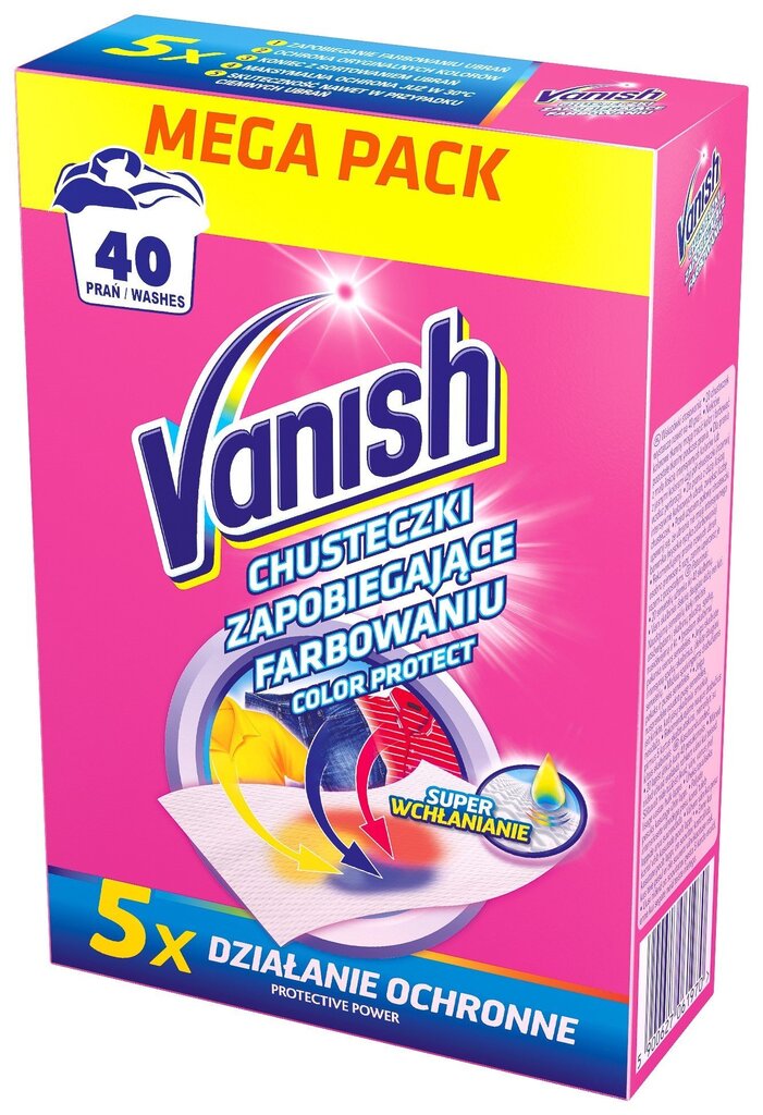 Salvrätikud pesemiseks Vanish Color Protect, 20 tk цена и информация | Pesuvahendid | hansapost.ee