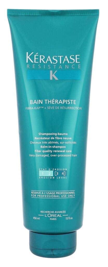 Taastav šampoon - palsam tõeliselt kahjustatud juustele Kerastase Resistance Bain Therapiste 450 ml hind ja info | Šampoonid | hansapost.ee