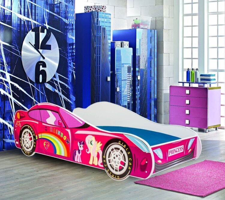 Lastevoodi ADRK Furniture Auto, 80x160 cm, roosa цена и информация | Lastevoodid | hansapost.ee