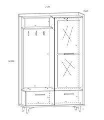 Riidekapp Meblocross Box 05 3D, tamm/valge цена и информация | Комплекты в прихожую | hansapost.ee