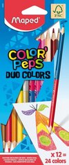 Цветные карандаши MAPED "Color`Peps" DUO 12 штуки FSC цена и информация | Принадлежности для рисования, лепки | hansapost.ee