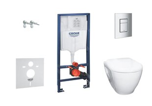 Туалетный набор Grohe Serel 5in1: Рама для унитаза + унитаз + кнопка + крышка с медленным опусканием + емкость с fresh ароматом + звукоизоляционная прокладка цена и информация | Унитазы | hansapost.ee