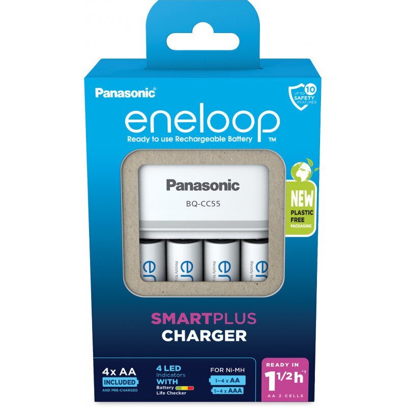 Panasonic eneloop charger BQ-CC55 + 4x1900 hind ja info | Akupatareide laadijad | hansapost.ee