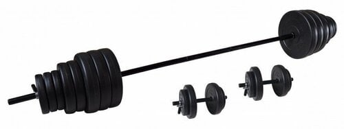 Hantlite ja kangi komplekt Tunturi Vinyl, 50 kg price and information | Dumbbells, barbells, weights | hansapost.ee