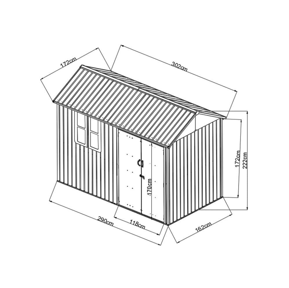 Kuur Hecht 6X10 NORD, 222x290x162 cm hind ja info | Aiamajad ja kuurid | hansapost.ee