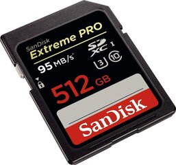 Mälukaart Secure Digital Extreme Pro 512GB 170/90 MB/s V30 / UHS-I / U3 hind ja info | Fotoaparaatide mälukaardid | hansapost.ee