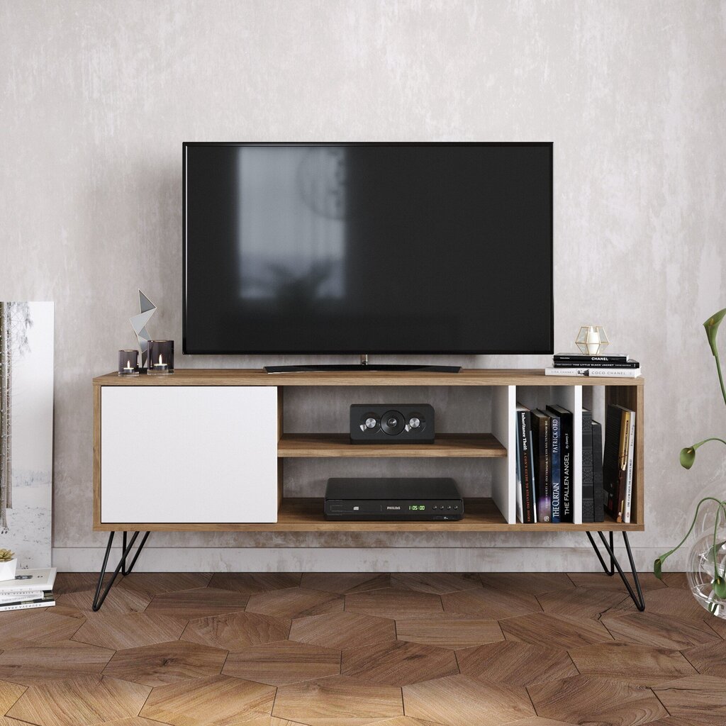 TV laud Kalune Design Mistico 140 cm, pruun/valge цена и информация | Televiisori alused | hansapost.ee